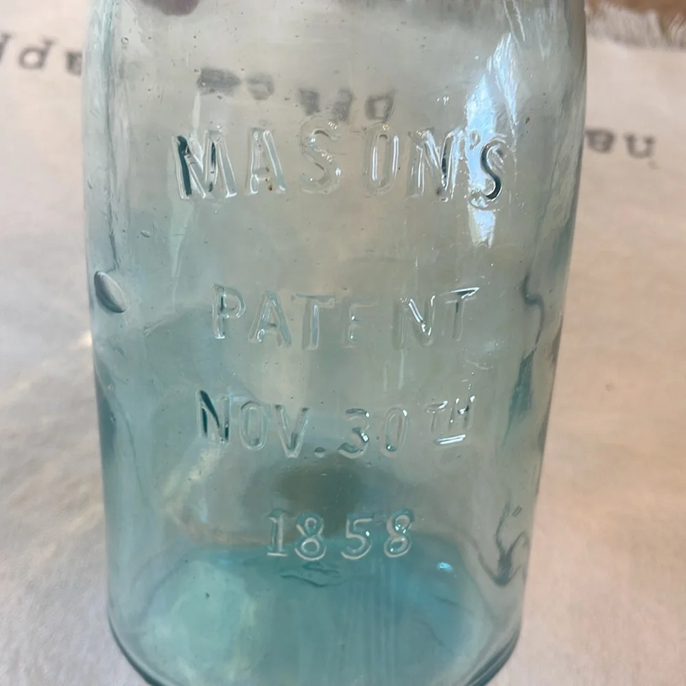 VINTAGE MASON’S JAR/ Patent NOV 30th 1858/Original Lid/ Zinc and Porcelain